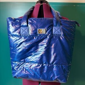 Aquage Glossy Blue Tote Bag Purse